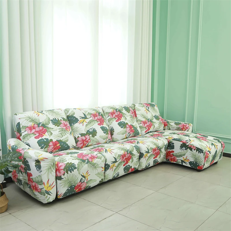 Housses pour canapé d'angle relax inclinable avec méridienne lycra 15 motifs