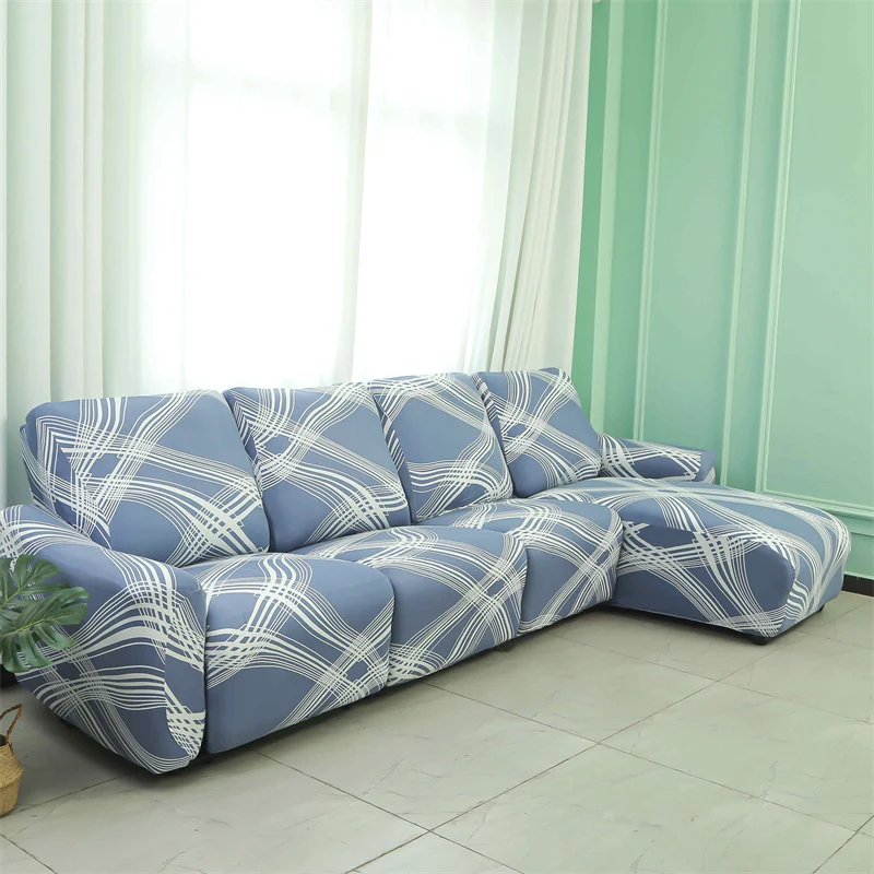 Housses pour canapé d'angle relax inclinable avec méridienne lycra 15 motifs