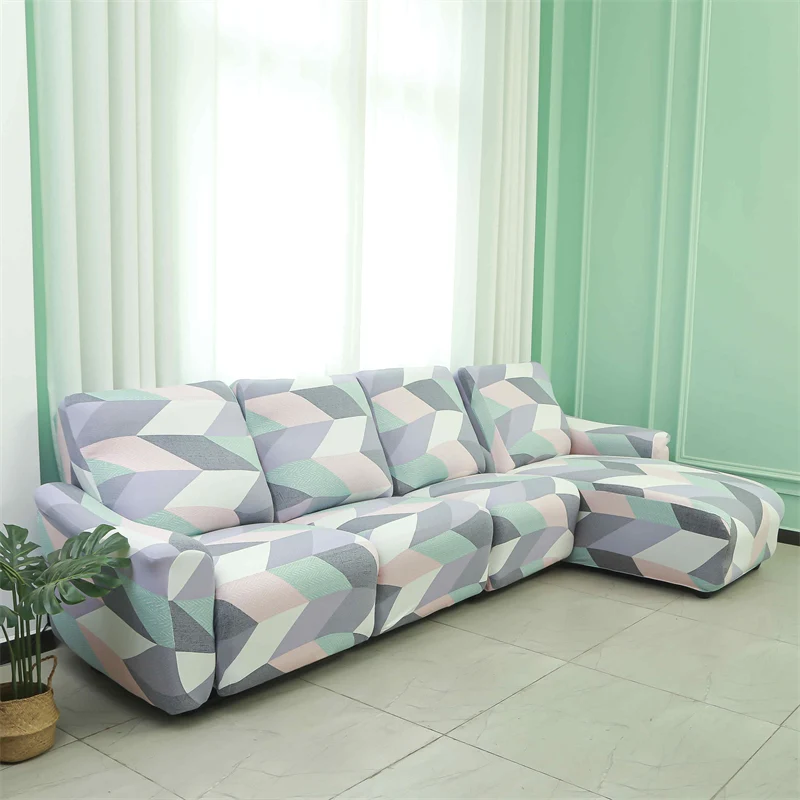 Housses pour canapé d'angle relax inclinable avec méridienne lycra 15 motifs