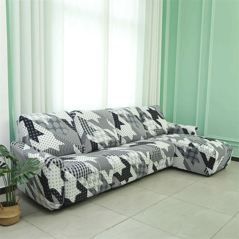 Housses pour canapé d'angle relax inclinable avec méridienne lycra 15 motifs