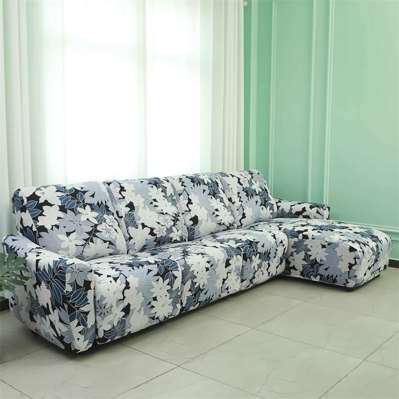 Housses pour canapé d'angle relax inclinable avec méridienne lycra 15 motifs