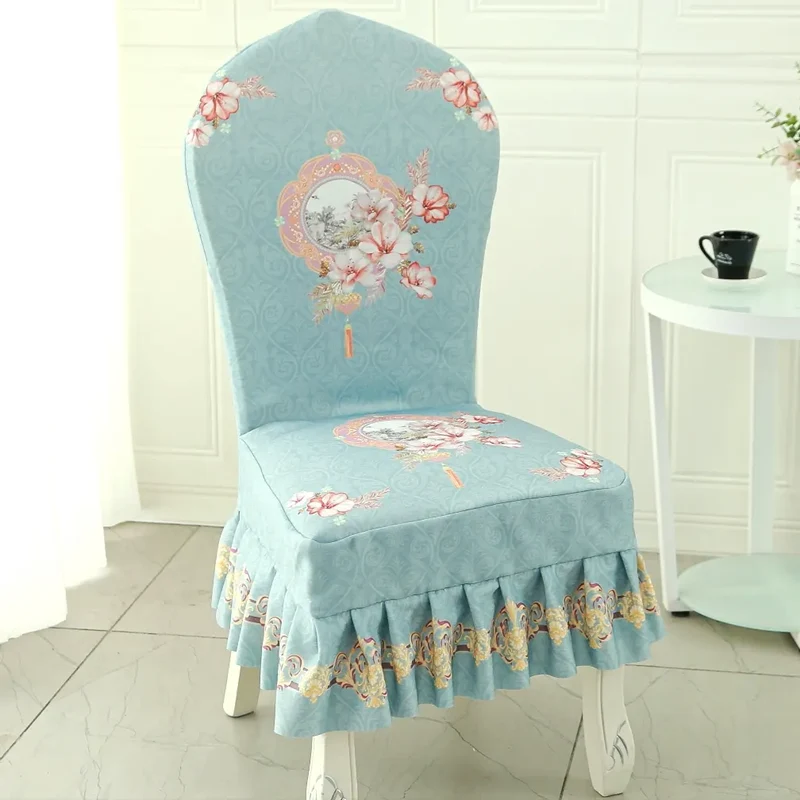 Housse de chaise baroque louis 16 ancienne luxe avec jupe