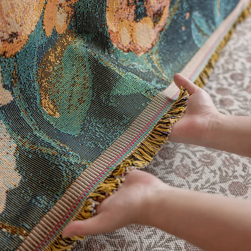 Jeté de canapé grande taille luxe vintage style peinture à l'huile - collection 2024