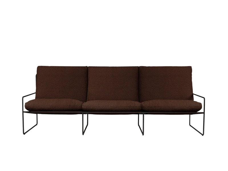 Desert 3-seater - Black - Pure Bouclé - Chestnut