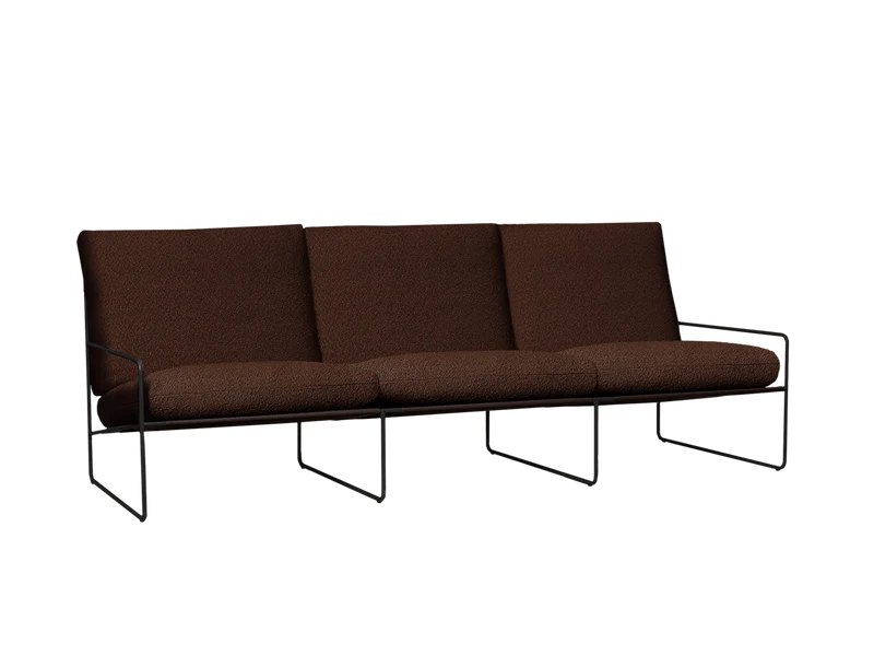 Desert 3-seater - Black - Pure Bouclé - Chestnut