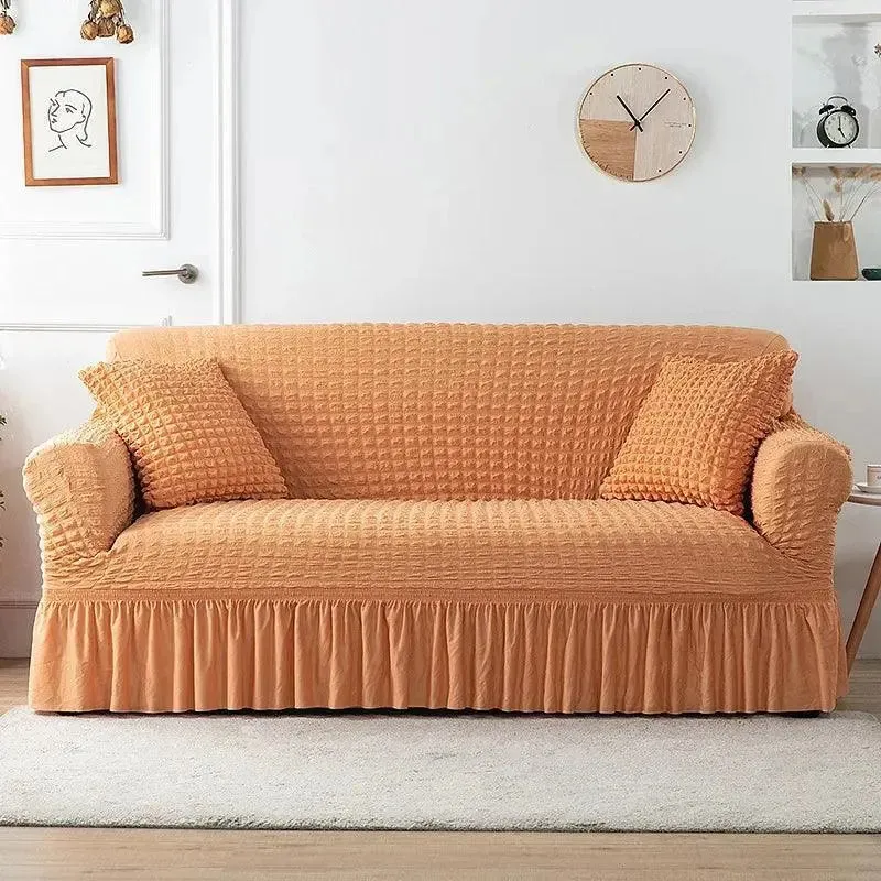 Microfibre Jupe Orange - Housse de Canapé Extensible