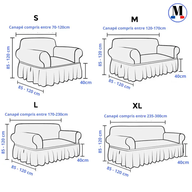 Microfibre Jupe Creme - Housse de Canapé Extensible
