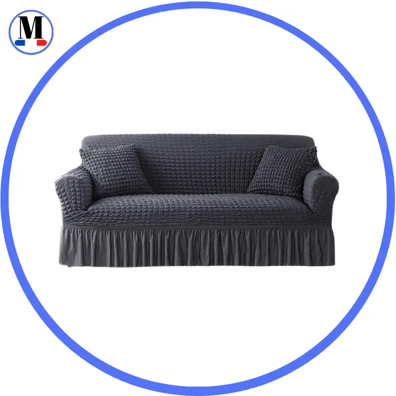 Microfibre Jupe Gris foncé - Housse de Canapé Extensible