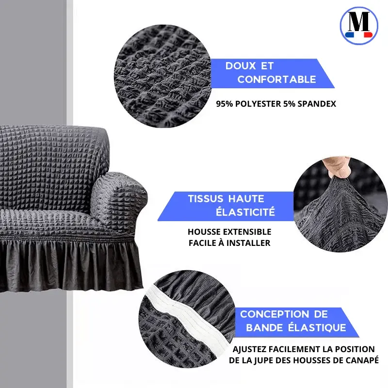 Microfibre Jupe Gris foncé - Housse de Canapé Extensible