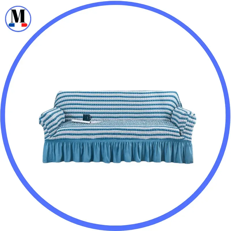 Housse de canapé en Microfibre Style Jupe Bleu