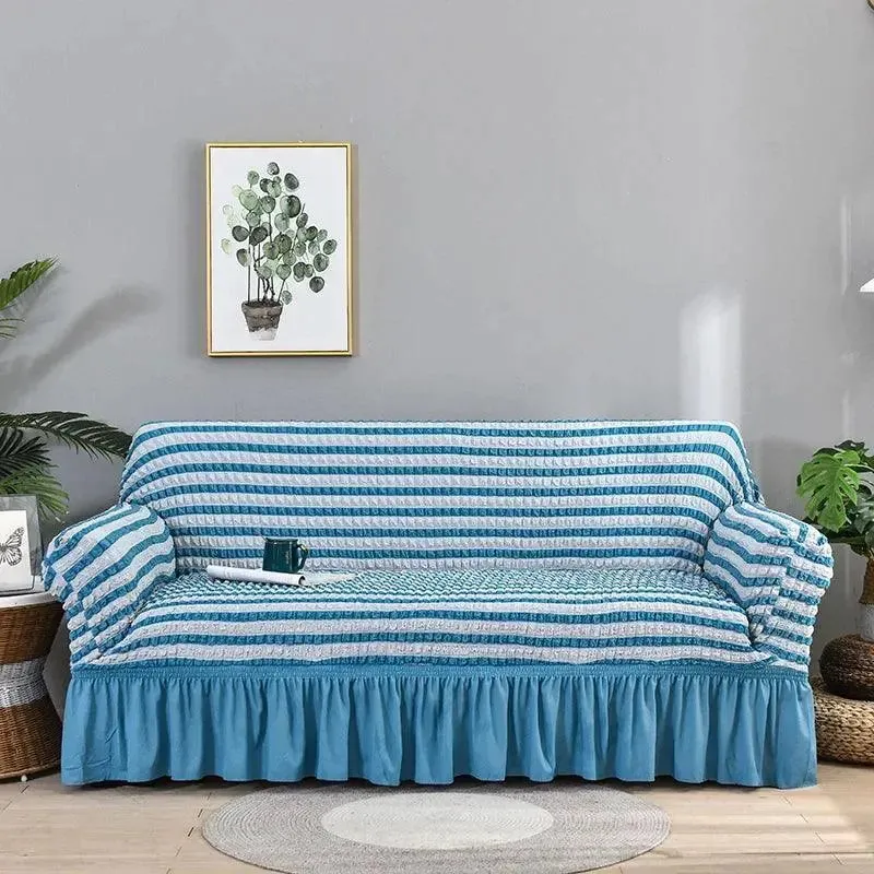 Housse de canapé en Microfibre Style Jupe Bleu
