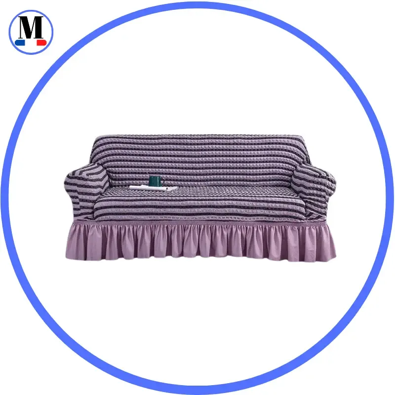 Microfibre Jupe Violet - Housse de Canapé Extensible