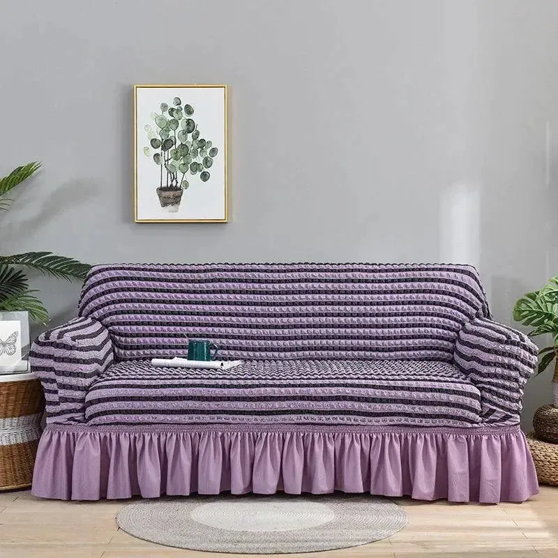 Microfibre Jupe Violet - Housse de Canapé Extensible
