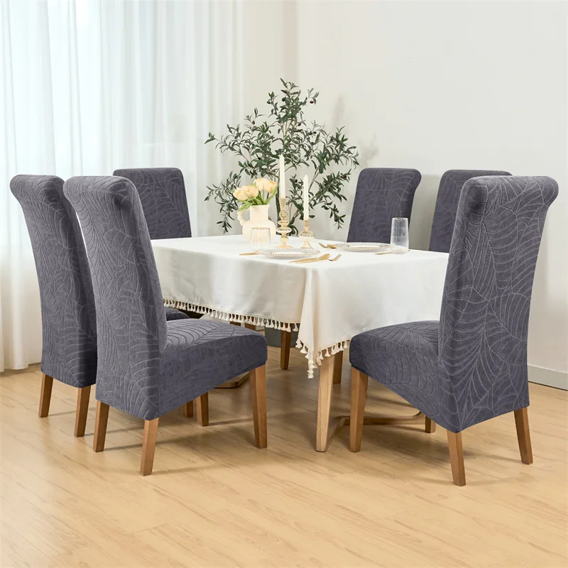 Housse de chaise haute imperméable extensible texture feuille d'hibiscus