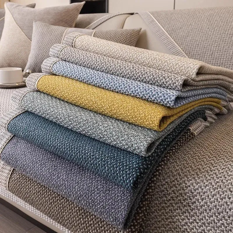 Housse de canapé antidérapante pur coton tressé twill denim anti griffures