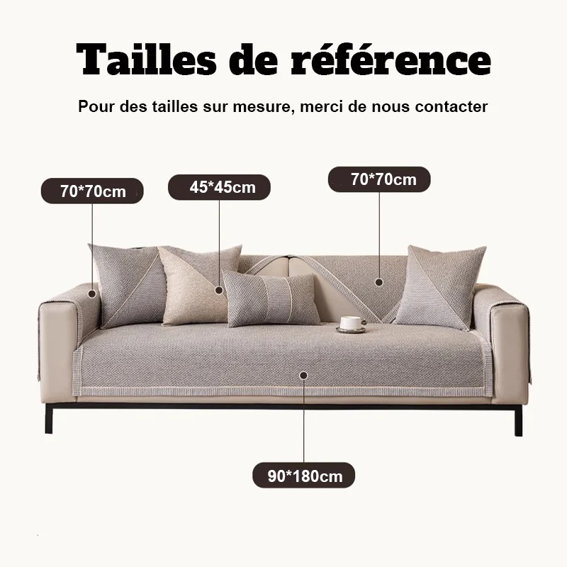 Housse de canapé antidérapante pur coton tressé twill denim anti griffures