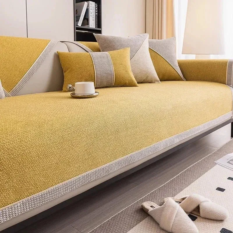 Housse de canapé antidérapante pur coton tressé twill denim anti griffures