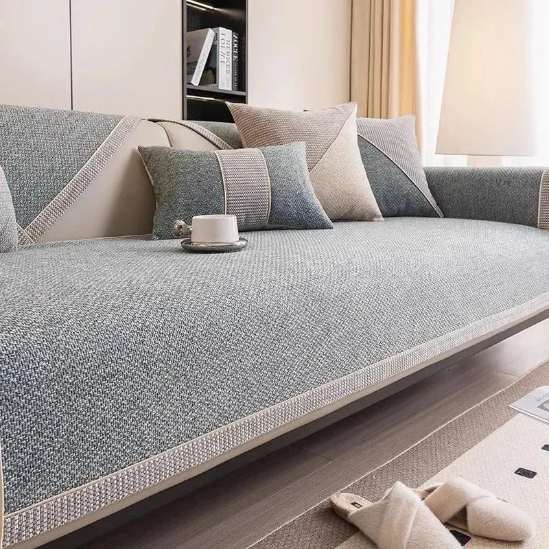 Housse de canapé antidérapante pur coton tressé twill denim anti griffures