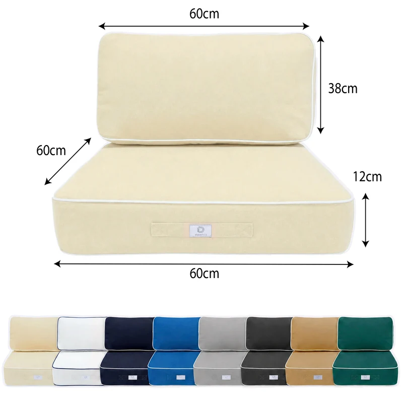 Ensemble Coussins Premium 60x60 Jaune Beurre - Épais 12cm & Finition Passepoil