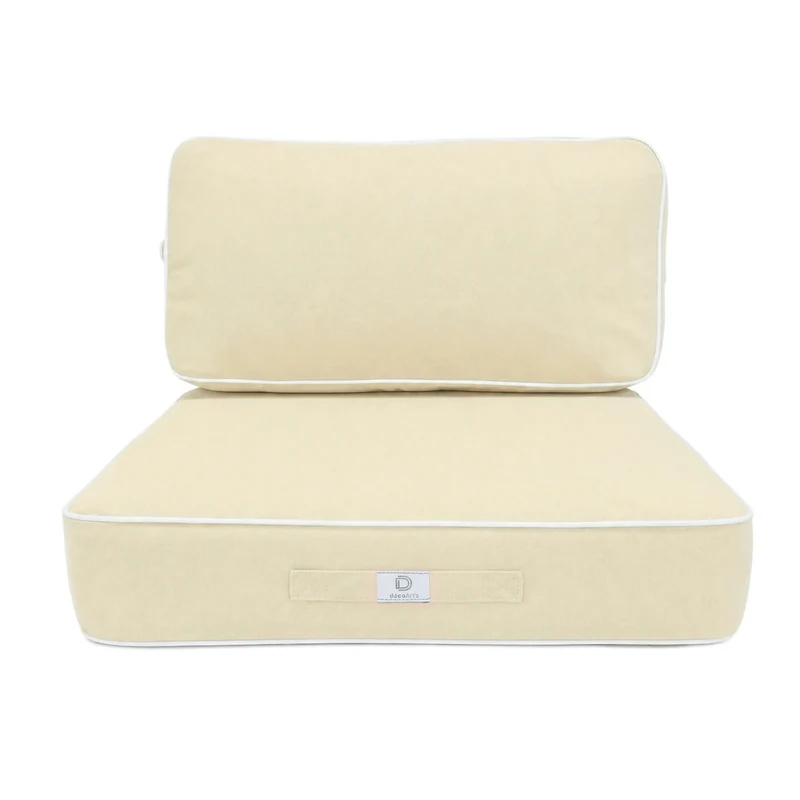 Ensemble Coussins Premium 60x60 Jaune Beurre - Épais 12cm & Finition Passepoil