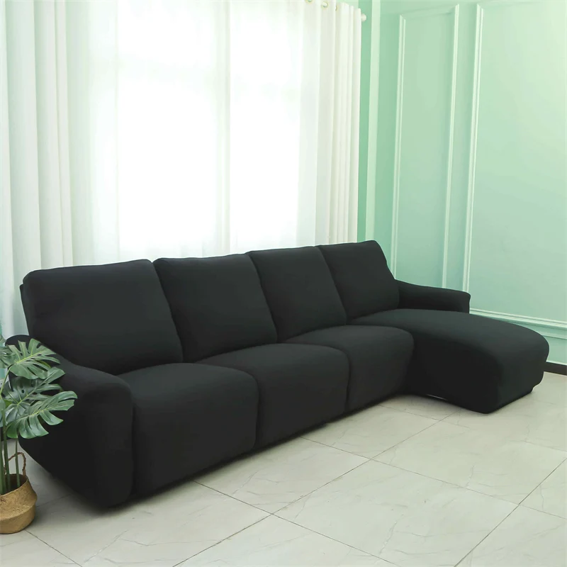 Housses pour canapé d'angle relax inclinable avec méridienne lycra couleurs unies