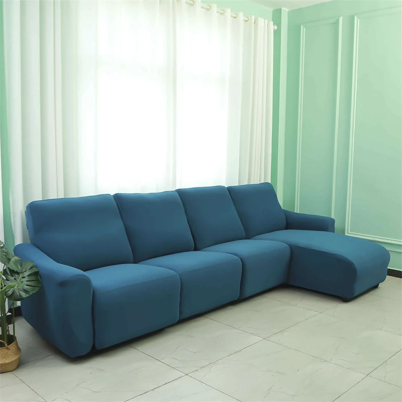Housses pour canapé d'angle relax inclinable avec méridienne lycra couleurs unies