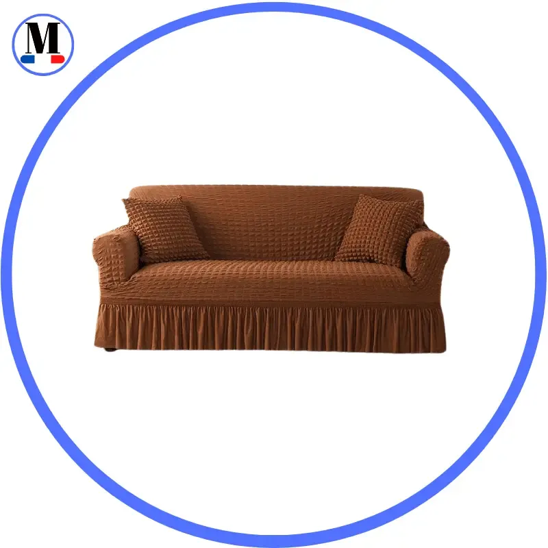 Microfibre Jupe Café - Housse de Canapé Extensible
