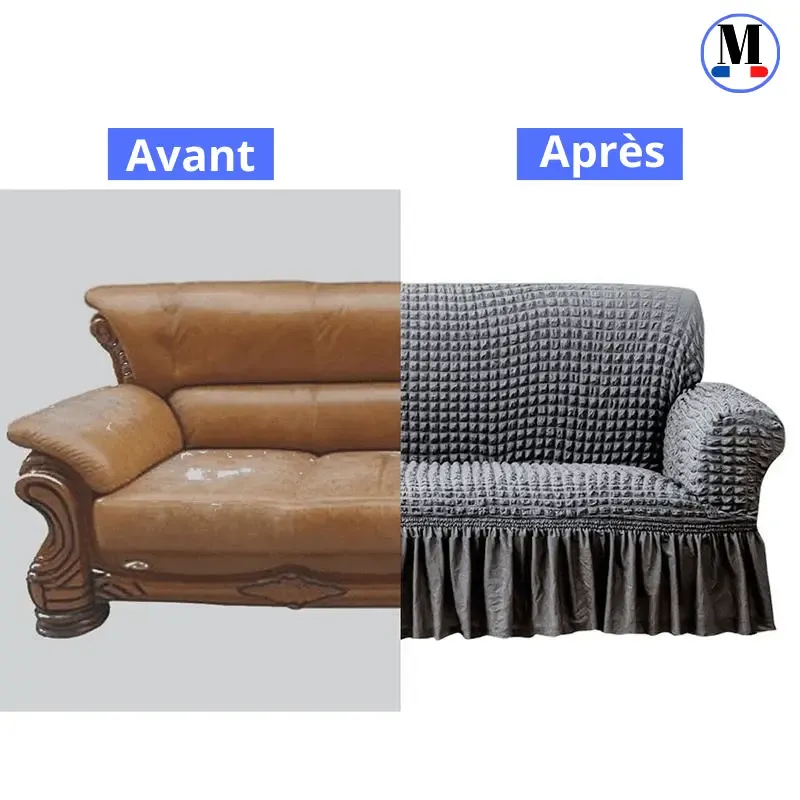 Microfibre Jupe Café - Housse de Canapé Extensible