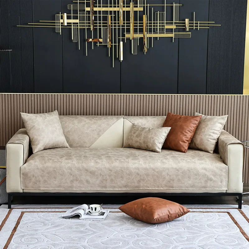 Housse Pour Assise De Canapé En Pu Cuir Beige