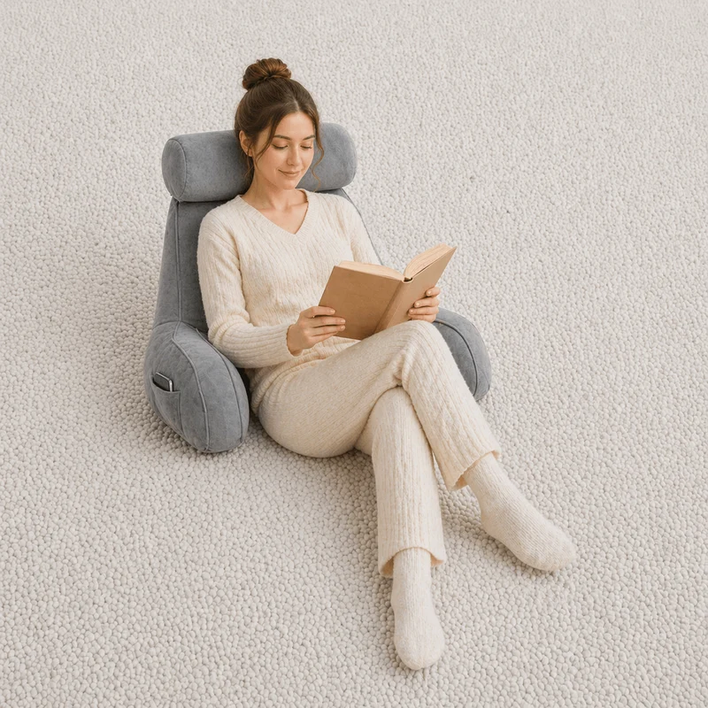 Coussin de Lecture à Accoudoirs Gris !