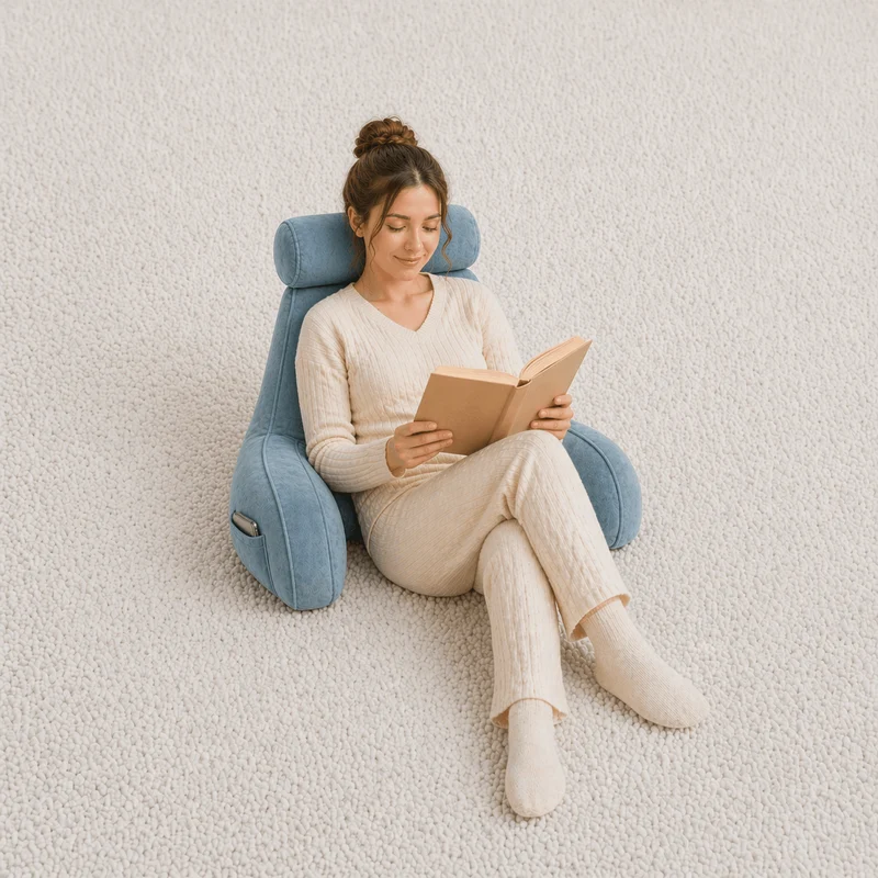 Coussin de Lecture à Accoudoirs Bleu !