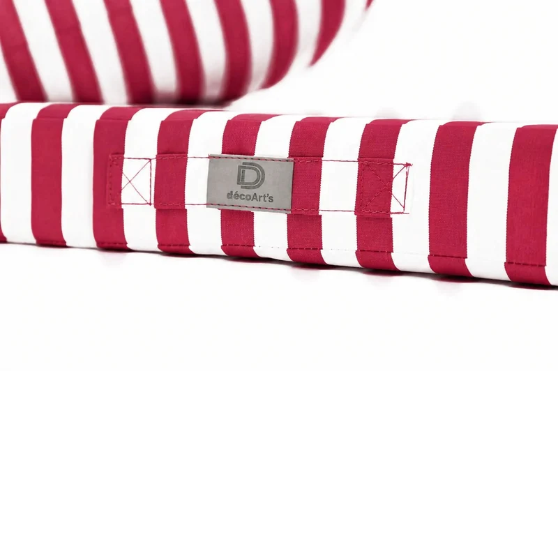 Ensemble Coussins Salon Jardin 60x60 Rayure Rouge - Premium 270g (Assise + Dossier)