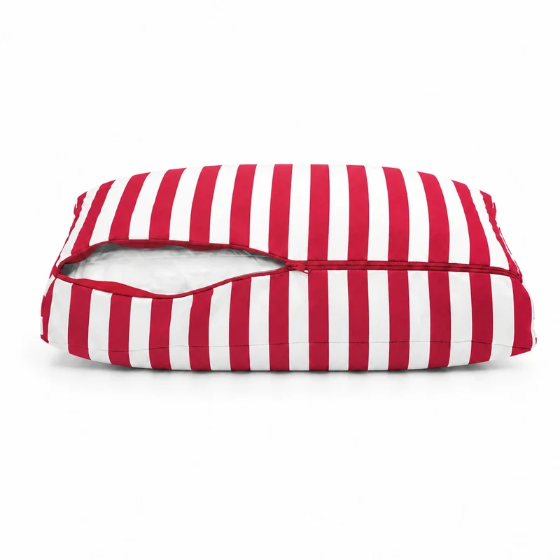 Ensemble Coussins Salon Jardin 60x60 Rayure Rouge - Premium 270g (Assise + Dossier)