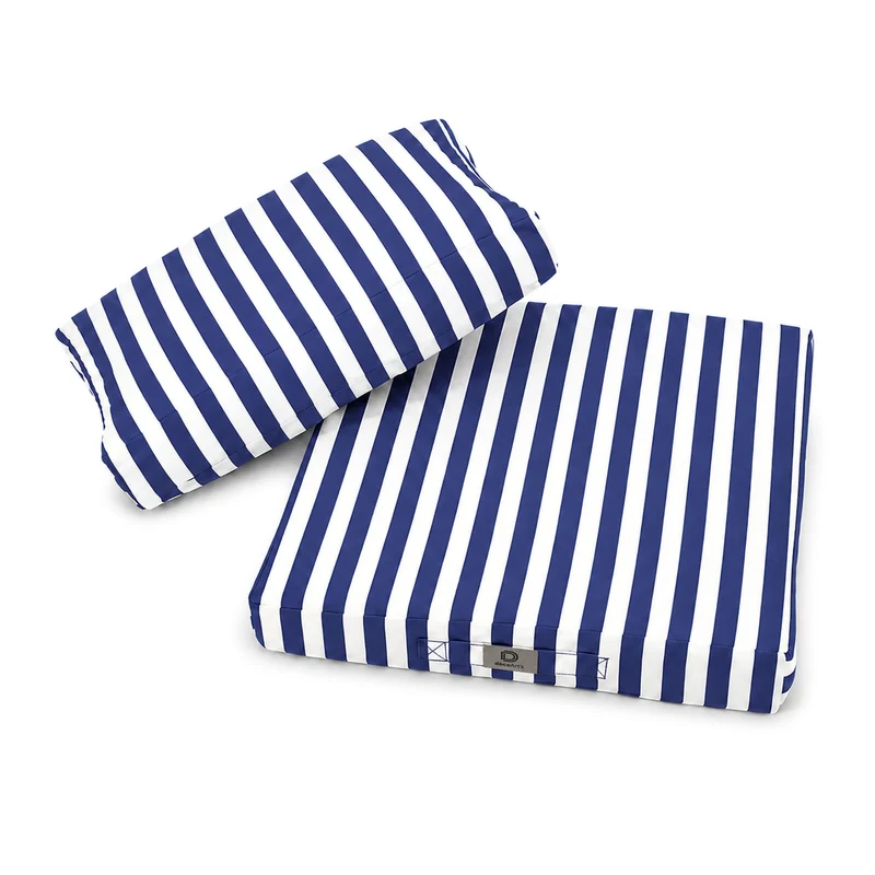 Ensemble Coussins Salon Jardin 60x60 Rayure Bleu Marine - Premium 270g (Assise + Dossier)