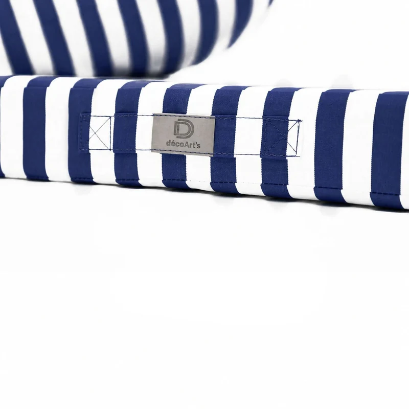 Ensemble Coussins Salon Jardin 60x60 Rayure Bleu Marine - Premium 270g (Assise + Dossier)