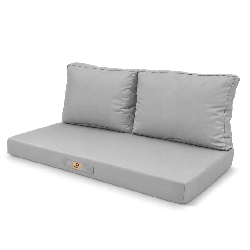 Ensemble Coussins Salon Jardin 100x50 Gris Galet - Déhoussable & Anti-UV (1 Assise + 2 Dossiers)