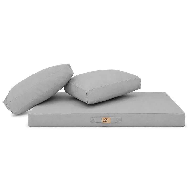 Ensemble Coussins Salon Jardin 100x50 Gris Galet - Déhoussable & Anti-UV (1 Assise + 2 Dossiers)