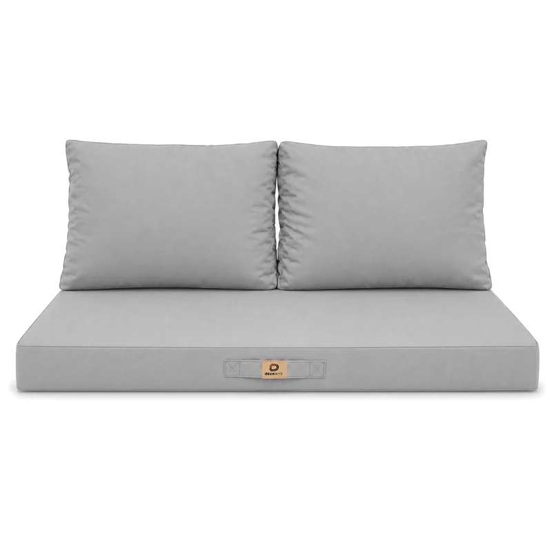 Ensemble Coussins Salon Jardin 100x50 Gris Galet - Déhoussable & Anti-UV (1 Assise + 2 Dossiers)