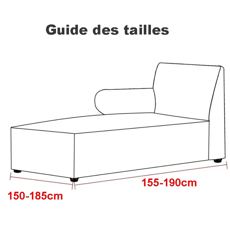 Housse pour méridienne avec accoudoir, chaise longue en lycra extensible