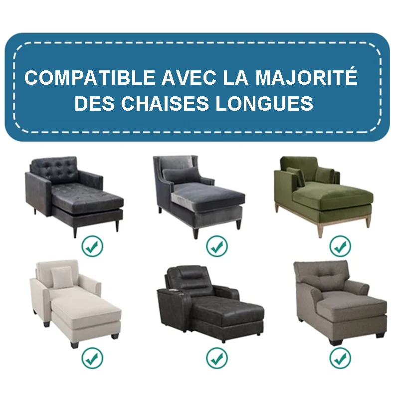 housse pour méridienne et chaise longue avec double accoudoir en velours