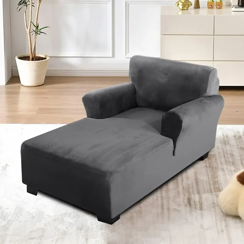 housse pour méridienne et chaise longue avec double accoudoir en velours