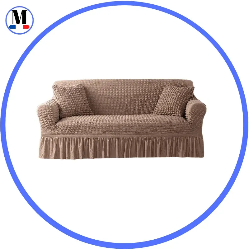 Microfibre Jupe Marron Clair - Housse de Canapé Extensible