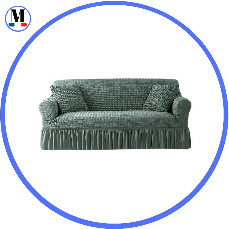 Microfibre Jupe Vert Lac - Housse de Canapé Extensible