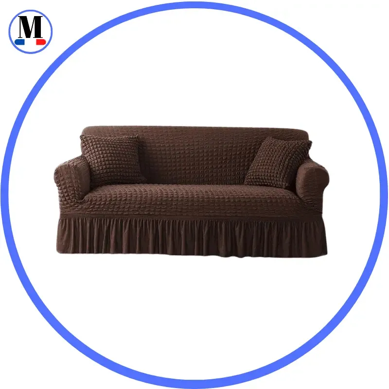 Microfibre Jupe Marron - Housse de Canapé Extensible