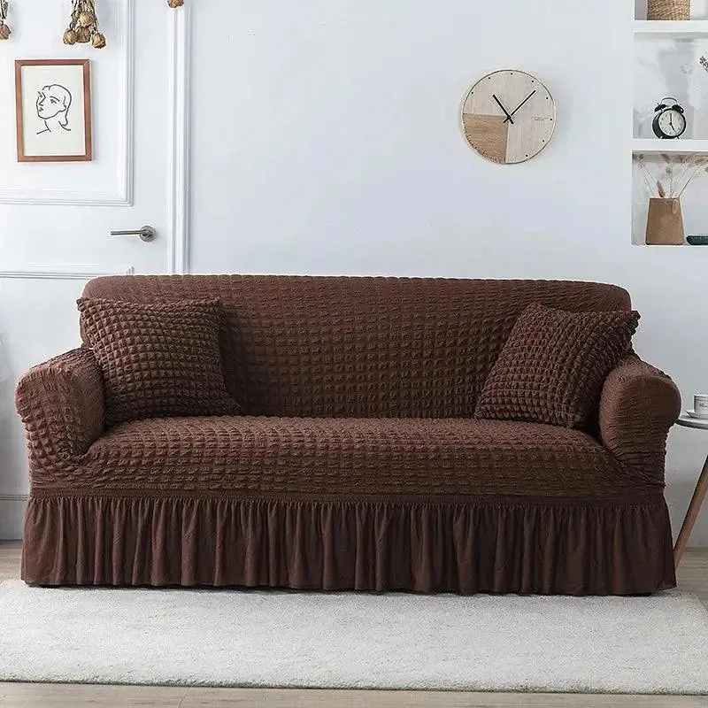 Microfibre Jupe Marron - Housse de Canapé Extensible