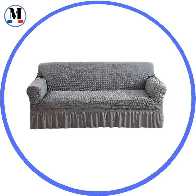 Microfibre Jupe Gris - Housse de Canapé Extensible