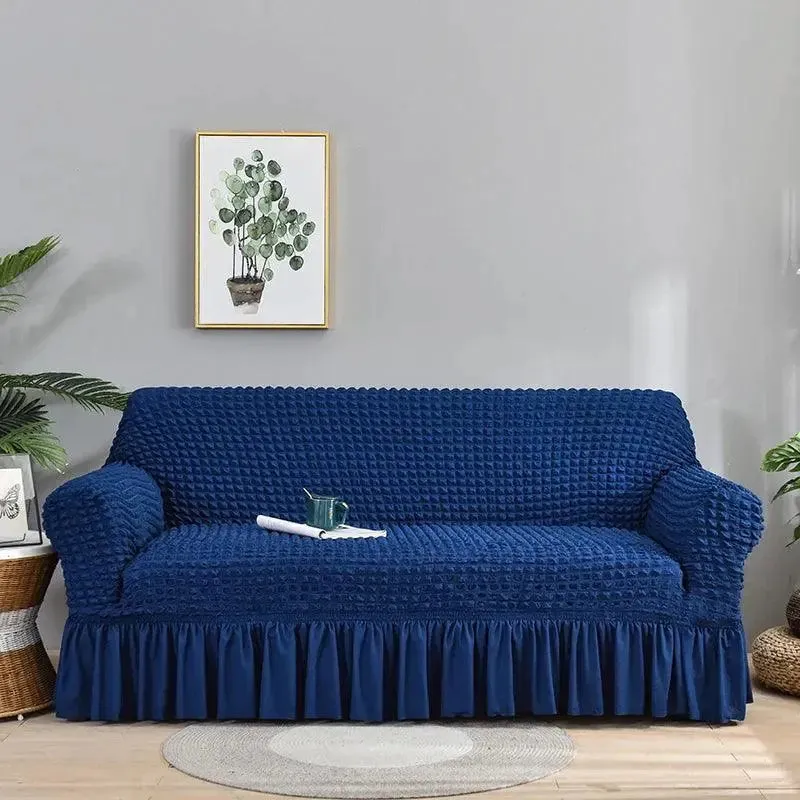 Microfibre Jupe Bleu Marine - Housse de Canapé Extensible