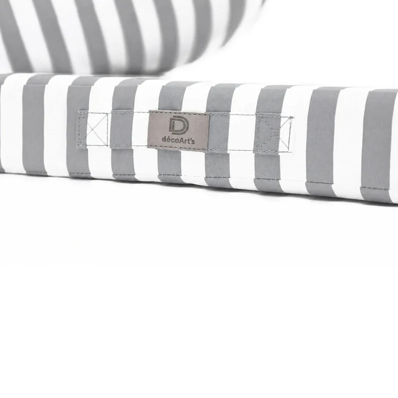 Ensemble Coussins Salon Jardin 50x50 Rayure Gris Clair - Premium 270g (Assise + Dossier)