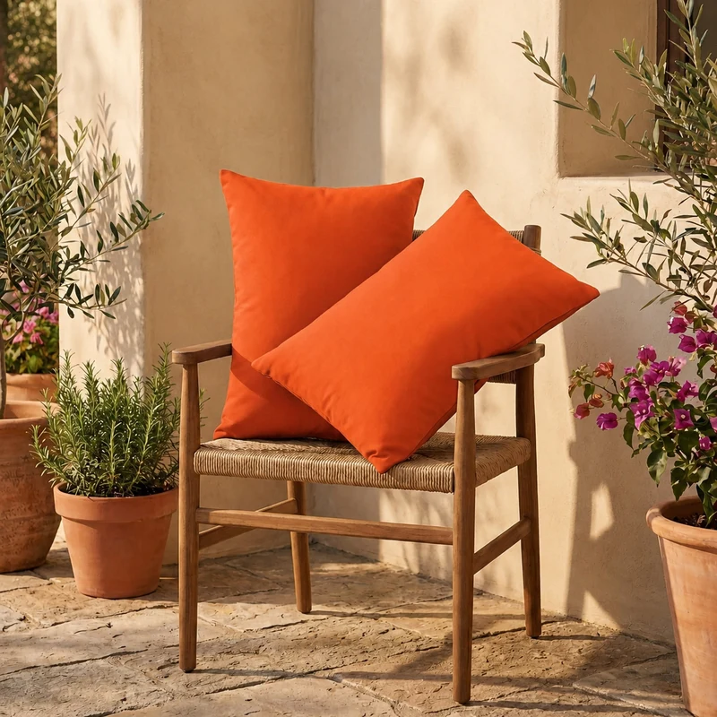 Lot de 2 Coussins d'Appoint 60x35 Orange - Déco Jardin & Déhoussable