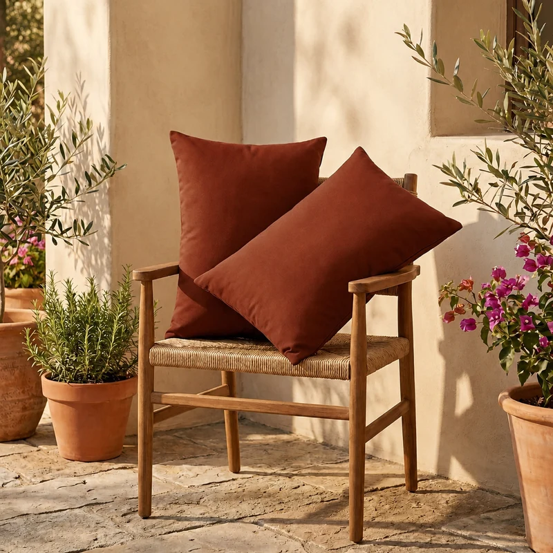 Lot de 2 Coussins d'Appoint 60x35 Terracotta - Déco Jardin & Déhoussable